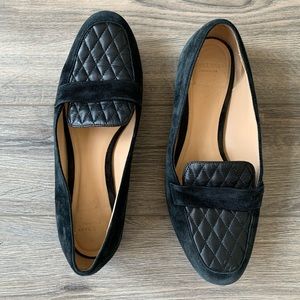 Cole Haan Black Quilted Leather/Suede Loafers